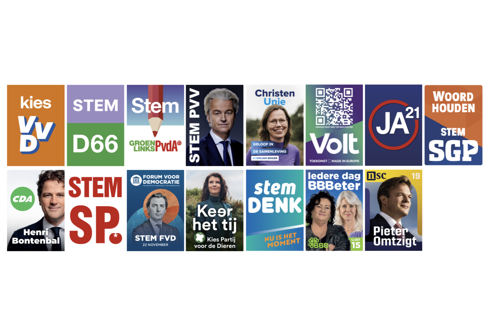 Verkiezingsposters Tweede Kamer 2023