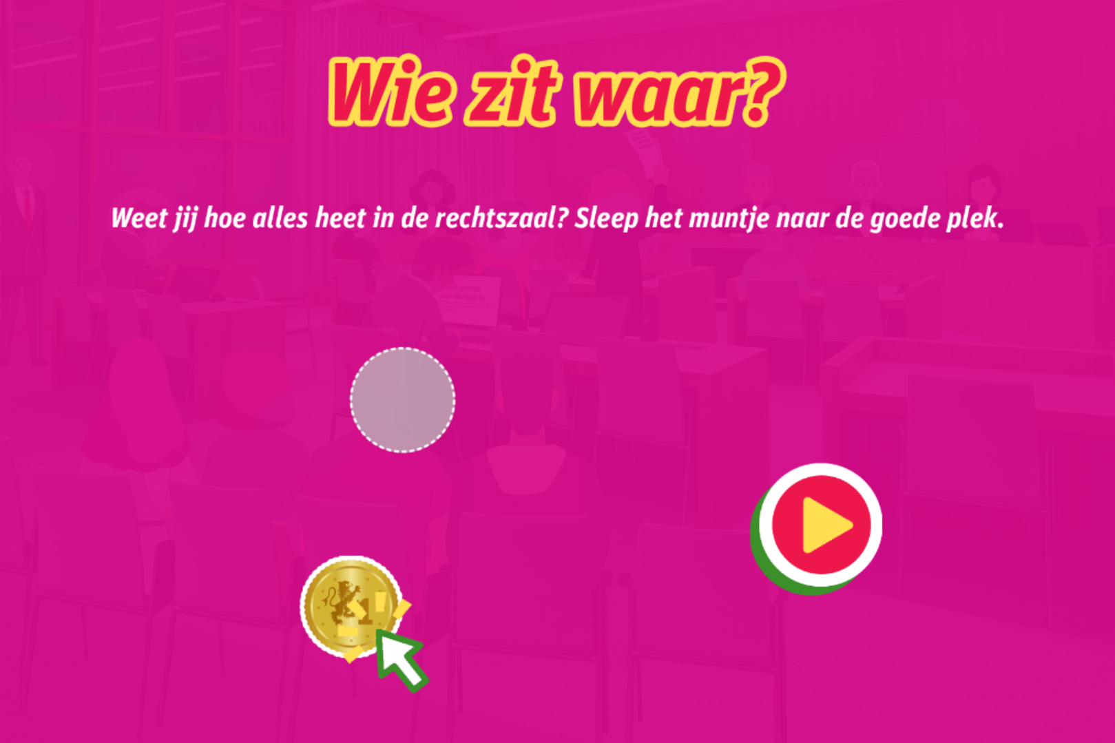 Wie zit waar in de rechtszaal?